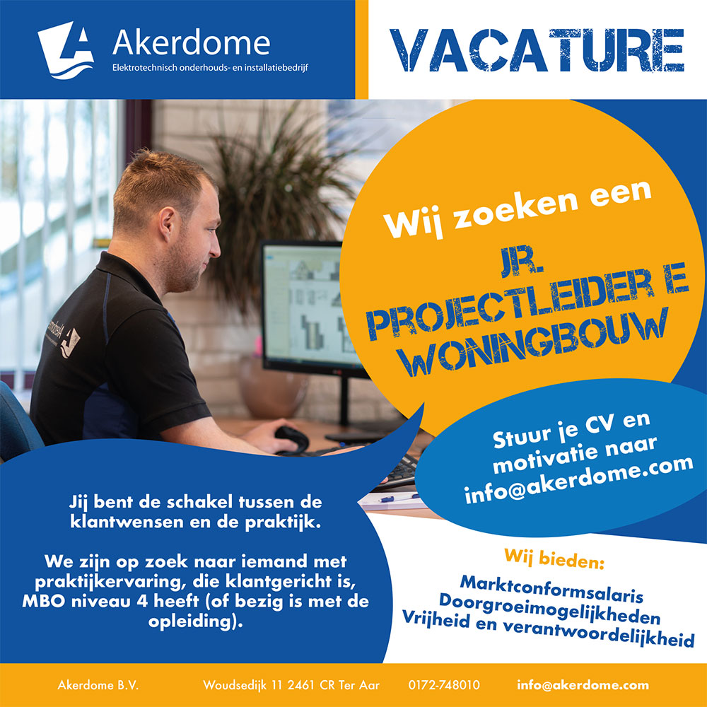 Vacature Jr Projectleider Woningbouw Akerdome